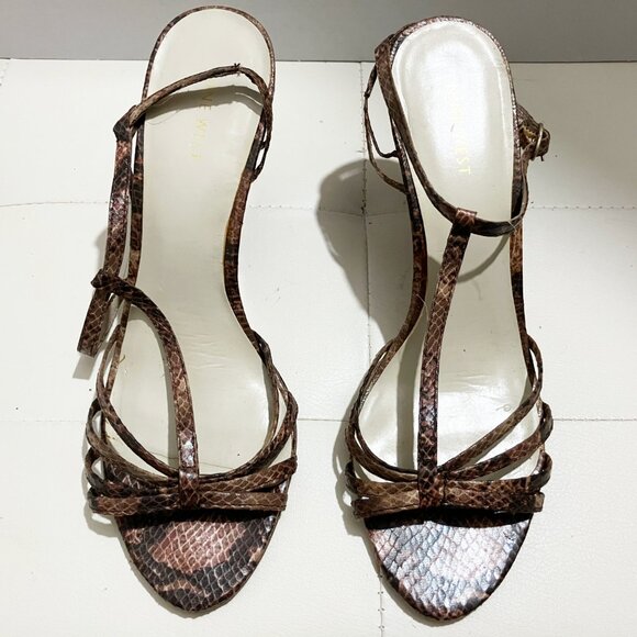Nine West Sandals | Brown Snakeskin Print | Wedge Heels | Size 10M - Picture 2 of 10